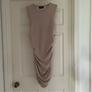 CIDER Bodycon Ribbed Dress in Beige 1XL